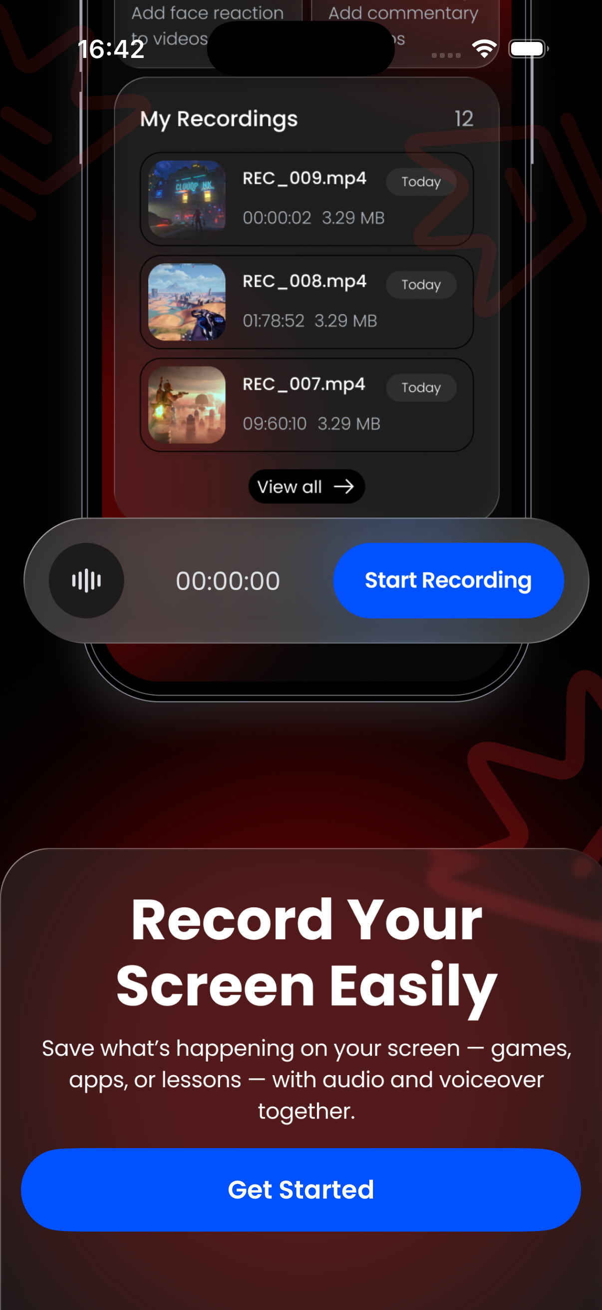 ClipCast recording screen